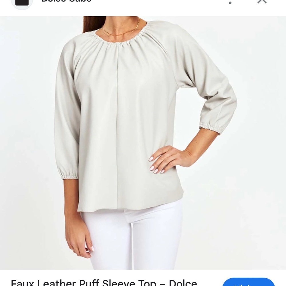 Dolce Cabo Light Gray Puff Sleeve Blouse